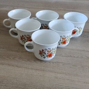 Set of 6 Vintage 1970s Corelle Mugs Indian Summer Pattern Floral Corelle Mugs Co